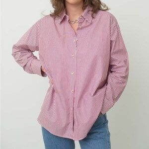 Donni The Pop Button Down, sz S, rouge-stripe